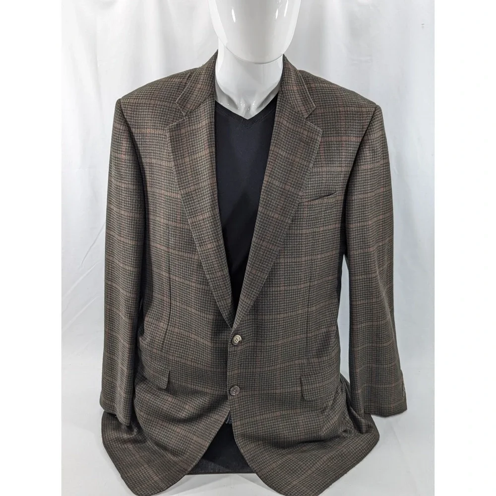 Vitg Hickey Freeman Blazer Sport Suit Jacket Green Red Glenn Check 42L Soft Wool